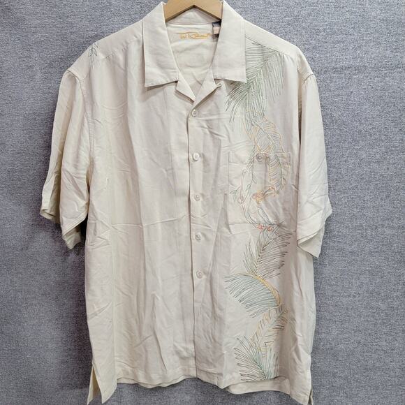 TORI RICHARD TUCAN MONKEY EMBROIDERED SILK SHIRT, SIZE L - Picture 1 of 9